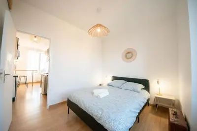Un ou plusieurs lits dans un hébergement de l'établissement Superbe appartement 2 pièces avec vue mer - Brest