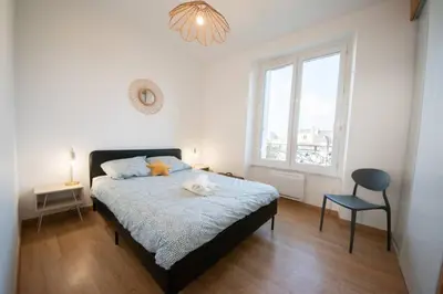Un ou plusieurs lits dans un hébergement de l'établissement Superbe appartement 2 pièces avec vue mer - Brest