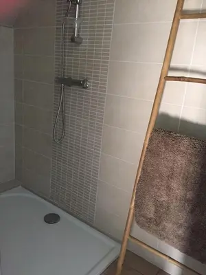 Salle de bains dans l'établissement Aqua Zen avec Piscine - Breizh location