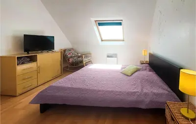 Télévision ou salle de divertissement dans l'établissement Awesome Home In Brignogan-Plages