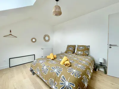 Un ou plusieurs lits dans un hébergement de l'établissement LA CASA SA TRINXA - 300 m des plages - Pointe de Beg-Meil