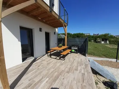 Balcon ou terrasse dans l'établissement Maison avec vue mer 