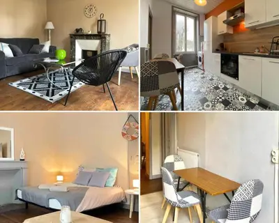 Cuisine ou kitchenette dans l'établissement LE ORANGE - Confort - Wifi - Entre Gare et Centre