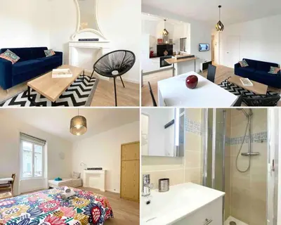 Cuisine ou kitchenette dans l'établissement LE DECO - Confort - Wifi - Luminosité - Entre gare et Centre