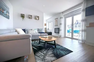 Coin salon dans l'établissement Le Grand Large-Appart proche mer avec terrasse