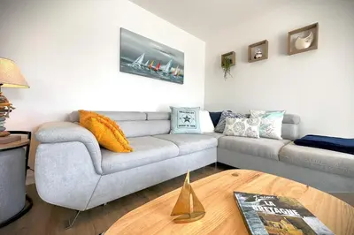 Coin salon dans l'établissement Le Grand Large-Appart proche mer avec terrasse