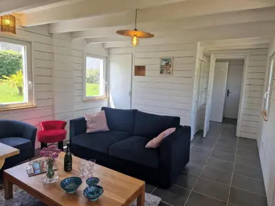 Coin salon dans l'établissement Holiday Home in Locquirec near Sandy Beaches