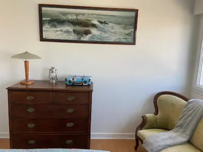 Coin salon dans l'établissement Appartement de ville et plage
