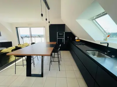Cuisine ou kitchenette dans l'établissement Appartement lumineux et spacieux, terrasse et parking privé