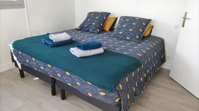 Un ou plusieurs lits dans un hébergement de l'établissement Appartement T3 de 74m2 très lumineux vue panoramique mer et plages