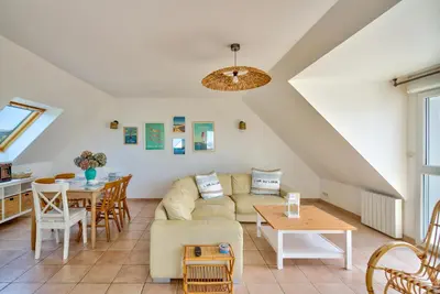 Coin salon dans l'établissement Ty Jamamo - A 500m de la plage