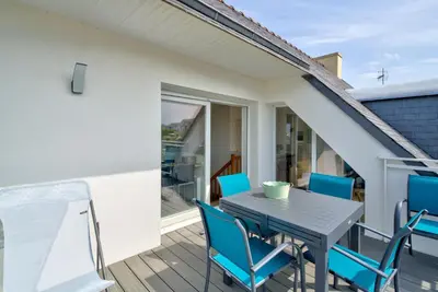 Balcon ou terrasse dans l'établissement Ty Jamamo - A 500m de la plage