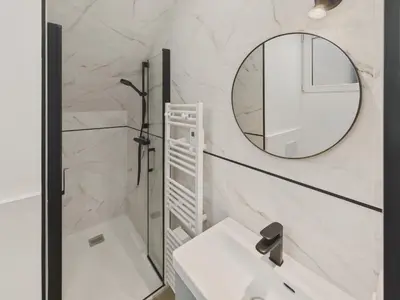 Salle de bains dans l'établissement Plage de la Grève Blanche à 600m - Maison pour 8
