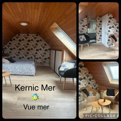 Coin salon dans l'établissement Le Gîte de la Baie du Kernic