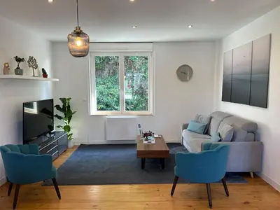 Coin salon dans l'établissement Appartement confortable de 80m2 Centre ville de Quimper & Parking privé