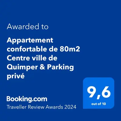 Certificat, récompense, panneau ou autre document affiché dans l'établissement Appartement confortable de 80m2 Centre ville de Quimper & Parking privé