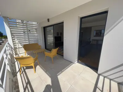 Balcon ou terrasse dans l'établissement Appartement vue mer