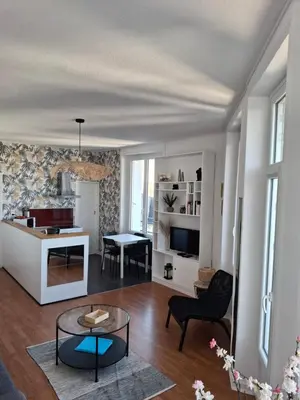 Coin salon dans l'établissement Appartement lumineux dans les hauts de Recouvrance
