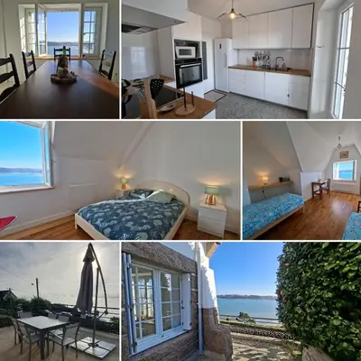 Un ou plusieurs lits dans un hébergement de l'établissement Maison Familiale Locquirec -Vue Mer - 6 chambres - 11personnes - Bretagne - Finistère Nord
