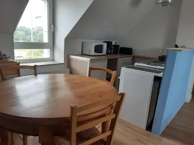 Cuisine ou kitchenette dans l'établissement Agréable petit T3, à proximité de Quimper