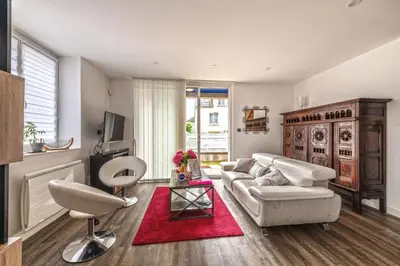 Coin salon dans l'établissement KerMad - Maison avec jardin