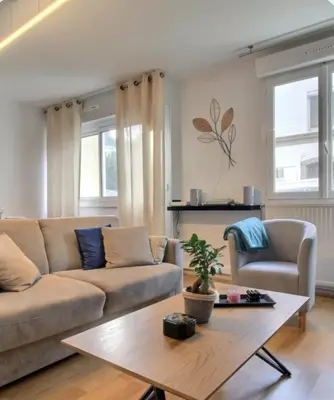 Coin salon dans l'établissement Appartement hyper centre avec garage privé