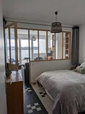 Un ou plusieurs lits dans un hébergement de l'établissement L'Appartement Pentrez Résidence Keraudren Vue mer Locquirec