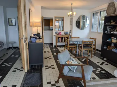 Coin salon dans l'établissement L'Appartement Pentrez Résidence Keraudren Vue mer Locquirec