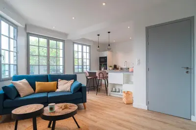 Cuisine ou kitchenette dans l'établissement La Mouette - Appartement à 100m de la plage
