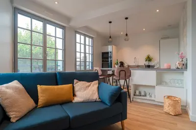 Cuisine ou kitchenette dans l'établissement La Mouette - Appartement à 100m de la plage