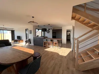 Coin salon dans l'établissement Maison de vacances à 200 m de l'Aber Benoît