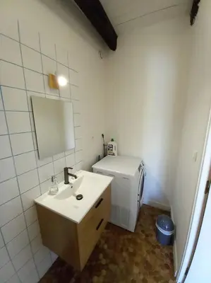 Salle de bains dans l'établissement Aven, maisonnette avec mezzanine