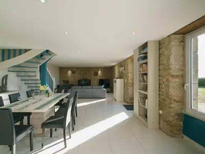 Coin salon dans l'établissement Holiday Home Echappée océane by Interhome
