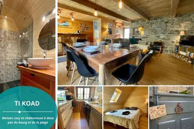 Cuisine ou kitchenette dans l'établissement Ti Koad - La maison de bois