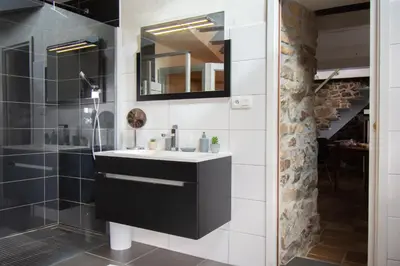 Salle de bains dans l'établissement Ti vaen I Maison traditionnelle bretonne & Sauna