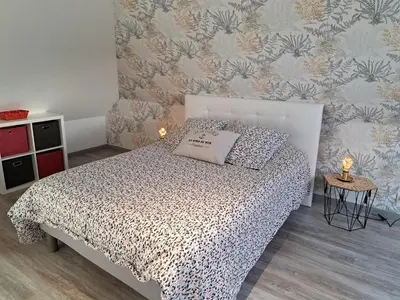 Un ou plusieurs lits dans un hébergement de l'établissement Holiday home 10 pers , panoramic sea view, Cléder