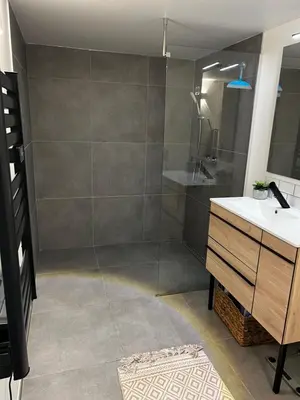 Salle de bains dans l'établissement L Usine Loft Spa Privé Centre Ville et Parking Privé