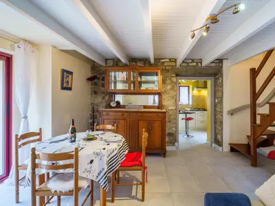 Coin salon dans l'établissement Holiday Home Penty Landromiou by Interhome