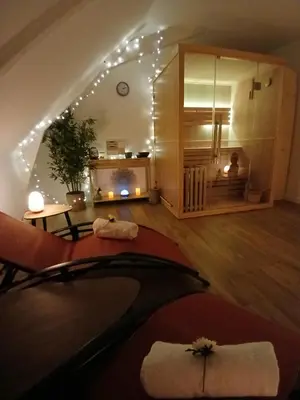 Coin salon dans l'établissement Appartement en centre ville de Gourin