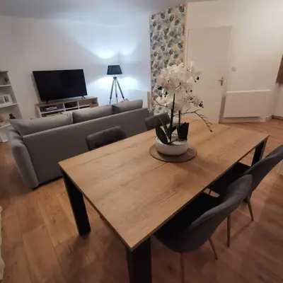 Télévision ou salle de divertissement dans l'établissement TYVAC - Maison centre Plougasnou 2 chambres- 4 voyageurs