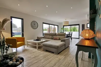 Coin salon dans l'établissement Gîte plain pied dans l'aber