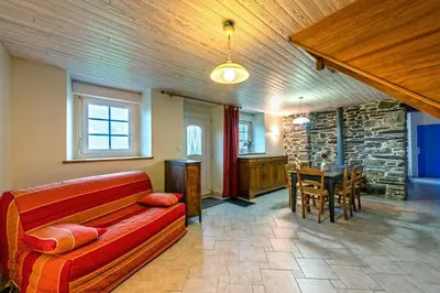 Coin salon dans l'établissement Menez Triaou - Maison avec grand jardin