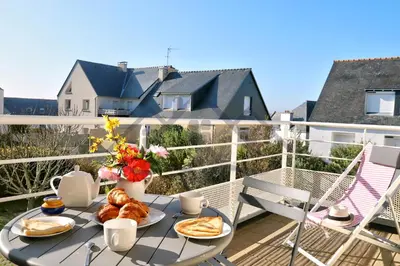 Balcon ou terrasse dans l'établissement LocaLise - B80 - La villa Blanche - L'iroise - 1er étage plain pied - Wifi inclus - Draps inclus - Animaux bienvenues