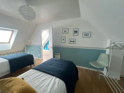Un ou plusieurs lits dans un hébergement de l'établissement La maison des dunes - Proche plage Sainte Marguerite