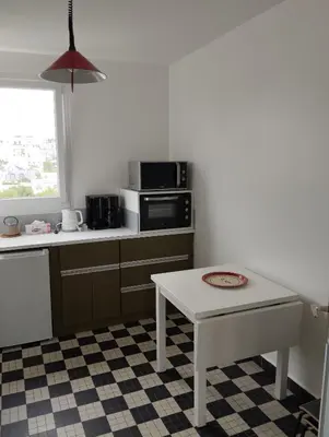 Cuisine ou kitchenette dans l'établissement Appt 2 ch vue mer à 5' de la gare de BREST