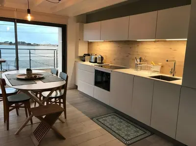Cuisine ou kitchenette dans l'établissement Maison grande terrasse magnifique vue sur l'Aber Wrac'h