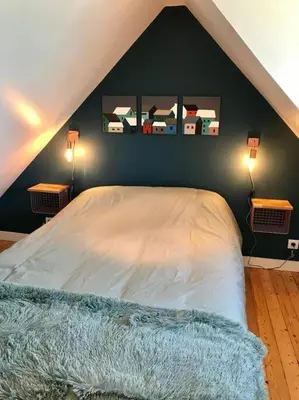 Un ou plusieurs lits dans un hébergement de l'établissement Maison grande terrasse magnifique vue sur l'Aber Wrac'h