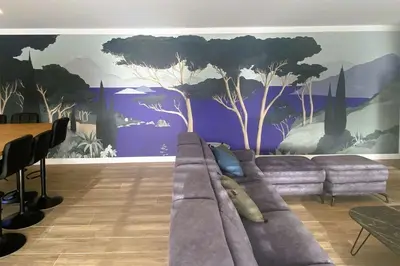 Coin salon dans l'établissement Fouesnant, superbe maison en bois, proche de la plage de Mousterlin