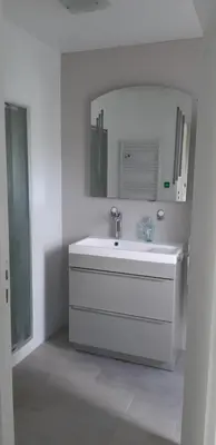 Salle de bains dans l'établissement Gîte de Bealieu