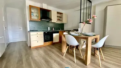 Cuisine ou kitchenette dans l'établissement Studio avec terrasse vue Mer et Parking
